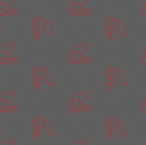 Vector. Cute seamless love pattern with hand drawn heart and lettering: love. Illustrazione stock