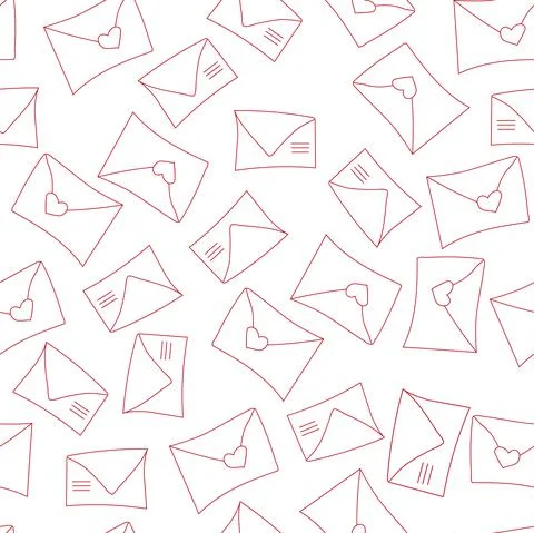 Vector. Cute seamless pattern with envelopes, mail, on a white background. 스톡 일러스트