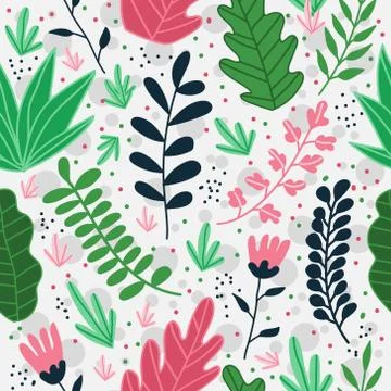 Vector cute seamless pattern with exotic florals Stock Illustration