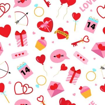 Vector cute seamless pattern for Happy Valentines day. Stock Illustration