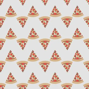 Vector Cute seamless pattern with pizza slices Stock Illustration