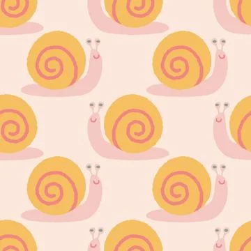 Vector cute seamless pattern of snail for baby. Children seamless pattern o.. Stock Illustration