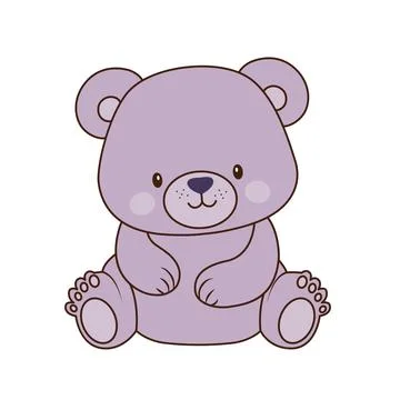 Vector Cute shy bear sitting on the floor icon. Vector low toy for children icon Stock Illustration