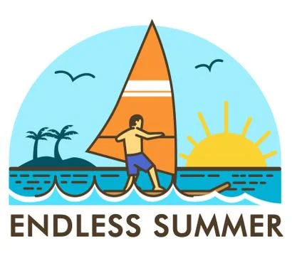 Vector cute simple illustration of ocean holiday theme Stock Illustration