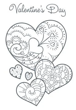 Vector cute Valentines coloring book Stock Illustration