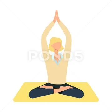 Vector cute woman doing yoga in lotus posture Stock Illustration