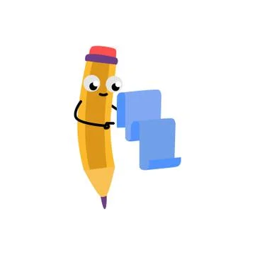 Vector cute yellow pencil character Illustrazione stock