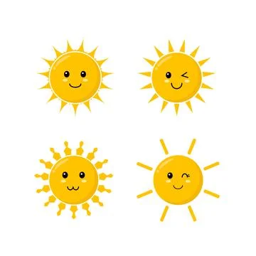 Vector cute yellow suns collection Stock Illustration