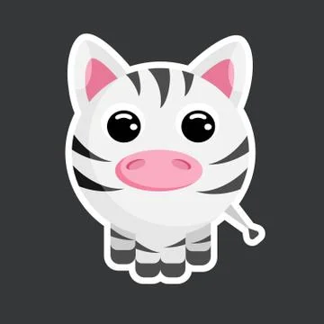 Vector cute zebra sticker template Stock Illustration