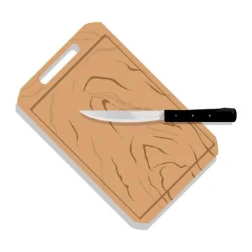Vector cutting board and knife, cartoon illustration Stock Illustration