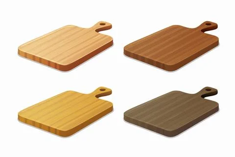Vector Cutting Board Set. Wooden Cutting Boards in Various Wood Shades, Kitchen Illustrazione stock