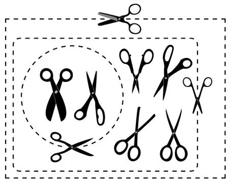 Vector cutting scissors and coupon border lines Stock Illustration