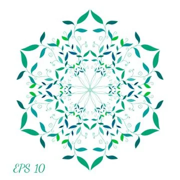 Vector cyan floral spring mandala Stock Illustration