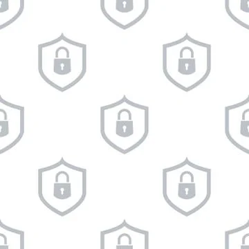 Vector Cyber attack security pattern seamless with shield and keylock. Stock Illustration