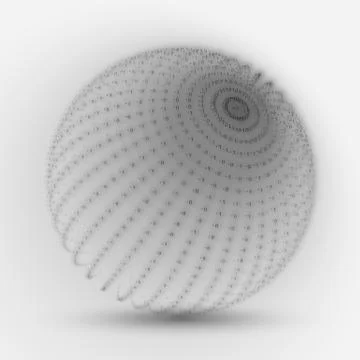 Vector cyber sphere. Grayscale big data sphere with binary numbers strings. I Stockillustratie