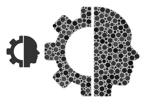 Vector Cyborg Head Mosaic of Dots Stock Illustration