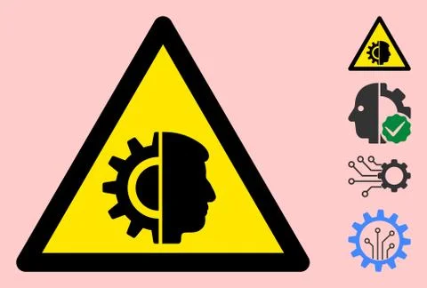 Vector Cyborg Warning Triangle Sign Icon Illustrazione stock