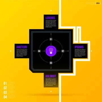 Vector cycle template with four options on bright yellow background. EPS10 Stock Illustration