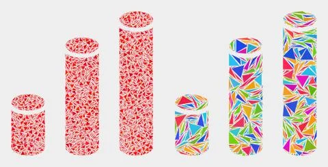 Vector Cylinder Chart Mosaic Icon of Triangle Items Illustrazione stock
