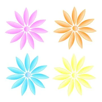 Vector daisy flowers set isolated on white Stock Illustration