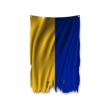 Vector. A damaged flag develops in the wind with highlights and shadows. Stock Illustration