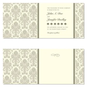Vector damask pattern and pastel wedding frame Иллюстрация