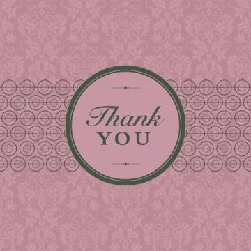 Vector damask pattern and thank you frame Stock Illustration