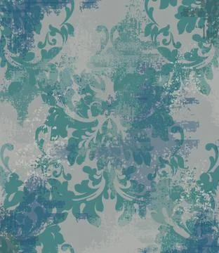 Vector damask pattern element. Classic luxury ornament on grunge background.  Illustrazione stock