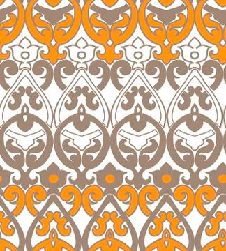 Vector damask pattern stylish seamless colorful yellow Stock Illustration