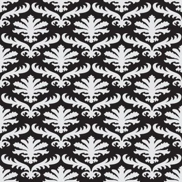 Vector damask seamless floral pattern black and grey background Stock Illustration