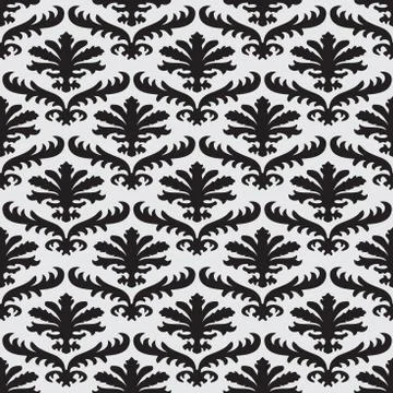 Vector damask seamless floral pattern black and gray background 스톡 일러스트