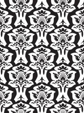 Vector damask seamless floral pattern black and white background 스톡 일러스트