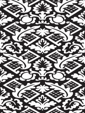 Vector damask seamless floral pattern black and white background 스톡 일러스트