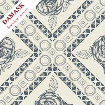 Vector Damask seamless ornament for wallpaper or fabric Stock Illustration