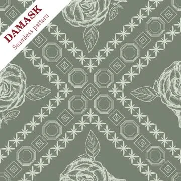 Vector Damask seamless ornament for wallpaper or fabric Illustrazione stock