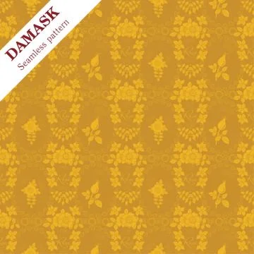 Vector Damask seamless ornament with wild rose motif Illustrazione stock
