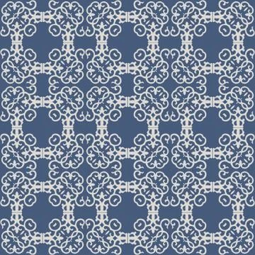 Vector damask seamless pattern background spiral vortex curve cross square fr Stock Illustration