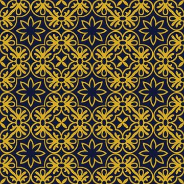 Vector damask seamless pattern background round spiral golden cross frame flo Illustrazione stock