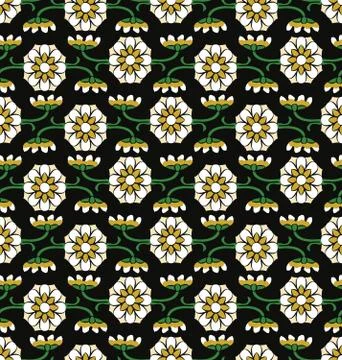 Vector damask seamless pattern background curve cross stem leaf frame vine fl イラスト素材
