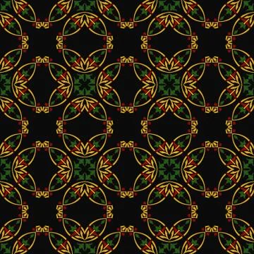 Vector damask seamless pattern background curve round cross gold frame red fl 스톡 일러스트