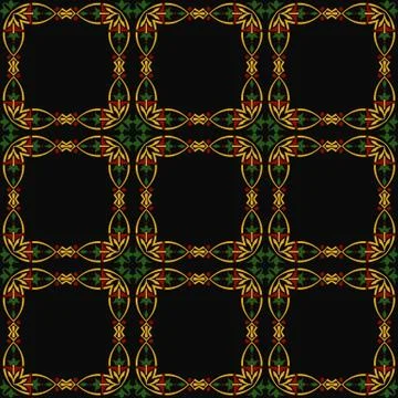 Vector damask seamless pattern background square curve round cross gold frame Illustrazione stock