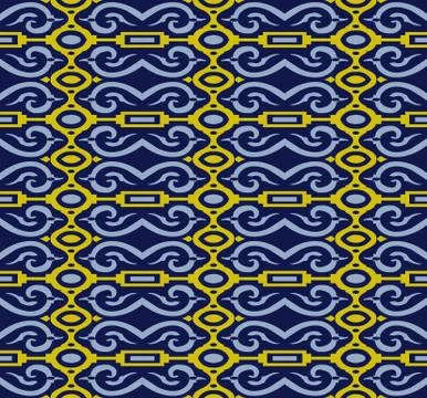 Vector damask seamless pattern background spiral curve vortex cross frame Illustrazione stock