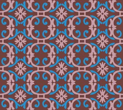 Vector damask seamless pattern background spiral oval curve cross frame flowe Stock Illustration