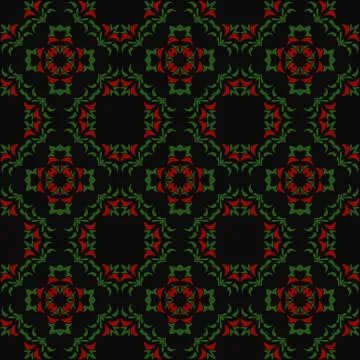 Vector damask seamless pattern background botanic garden curve cross green le Stock Illustration