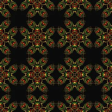 Vector damask seamless pattern background botanic garden curve square cross v Stock Illustration