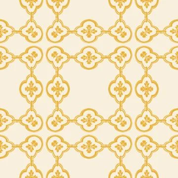 Vector damask seamless pattern background curve square cross frame chain flow Illustrazione stock