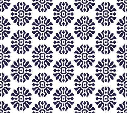 Vector damask seamless pattern background spiral curve round cross flower 스톡 일러스트