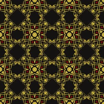 Vector damask seamless pattern background round spiral vortex curve check cro Stock Illustration