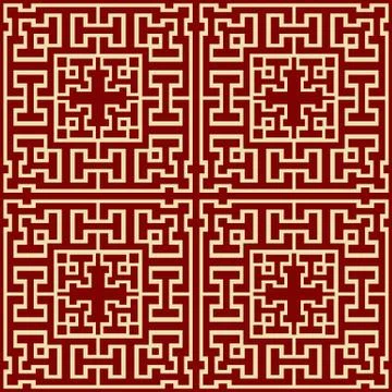 Vector damask seamless pattern background square geometry cross tracery frame Illustrazione stock