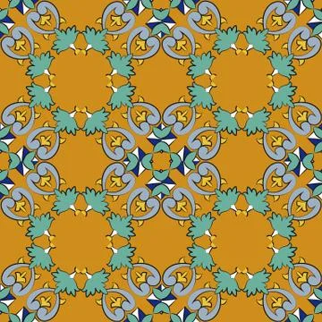 Vector damask seamless pattern background curve cross botanic garden plant fl Stockillustratie